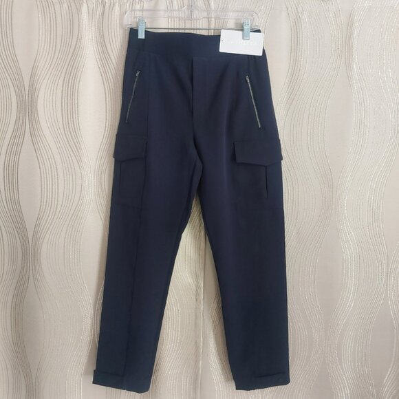 Athleta High Rise Cargo Pants 4 Navy Blue Travel Work Wrinkle Free NEW Pockets - Picture 7 of 12